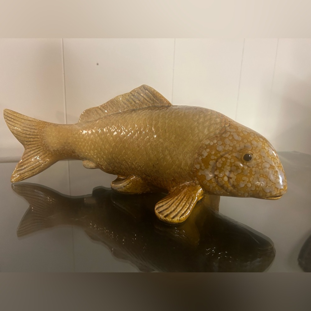 fish - ceramic - approx 13" long - nautical beach coastal lake fishing decor